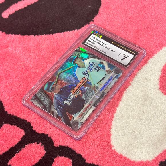 Johnny Damon & Ken Griffey Jr 1994 Bowman’s Best [Refractor] #96 CSG 7 Near Mint - Picture 3 of 6
